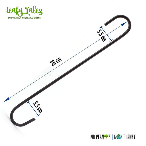 Leafy Tales 10-Inch Heavy Duty Metal S Hooks (Pack of 15) - Large Black S-Shaped Hanging Hooks for Plant Baskets, Bird Feeders, Pots & Pans | Rust-Proof Iron Utility Hooks for Home & Garden