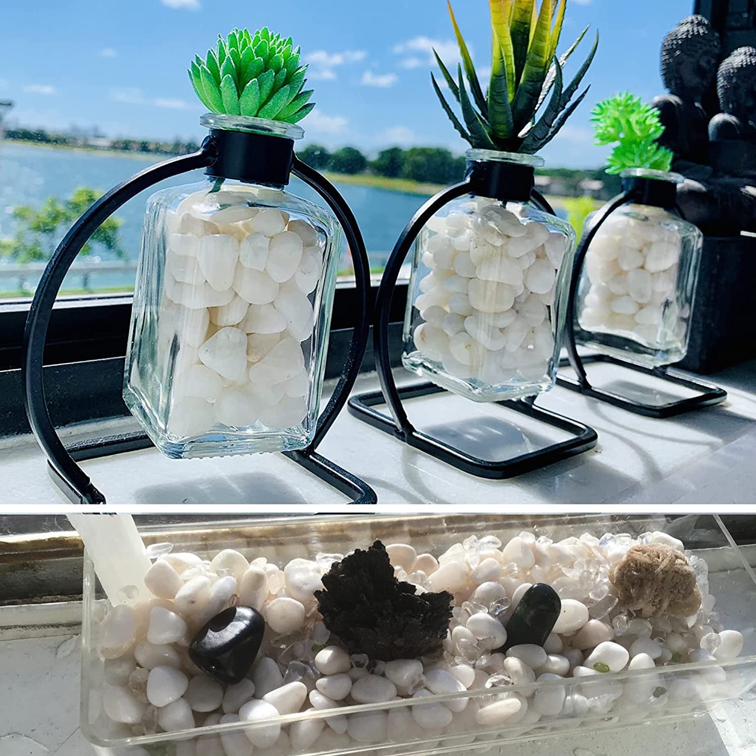 Leafy Tales White Polished Marble Stone Pebbles for Home & Garden Decoration| White Polish 2 Kg