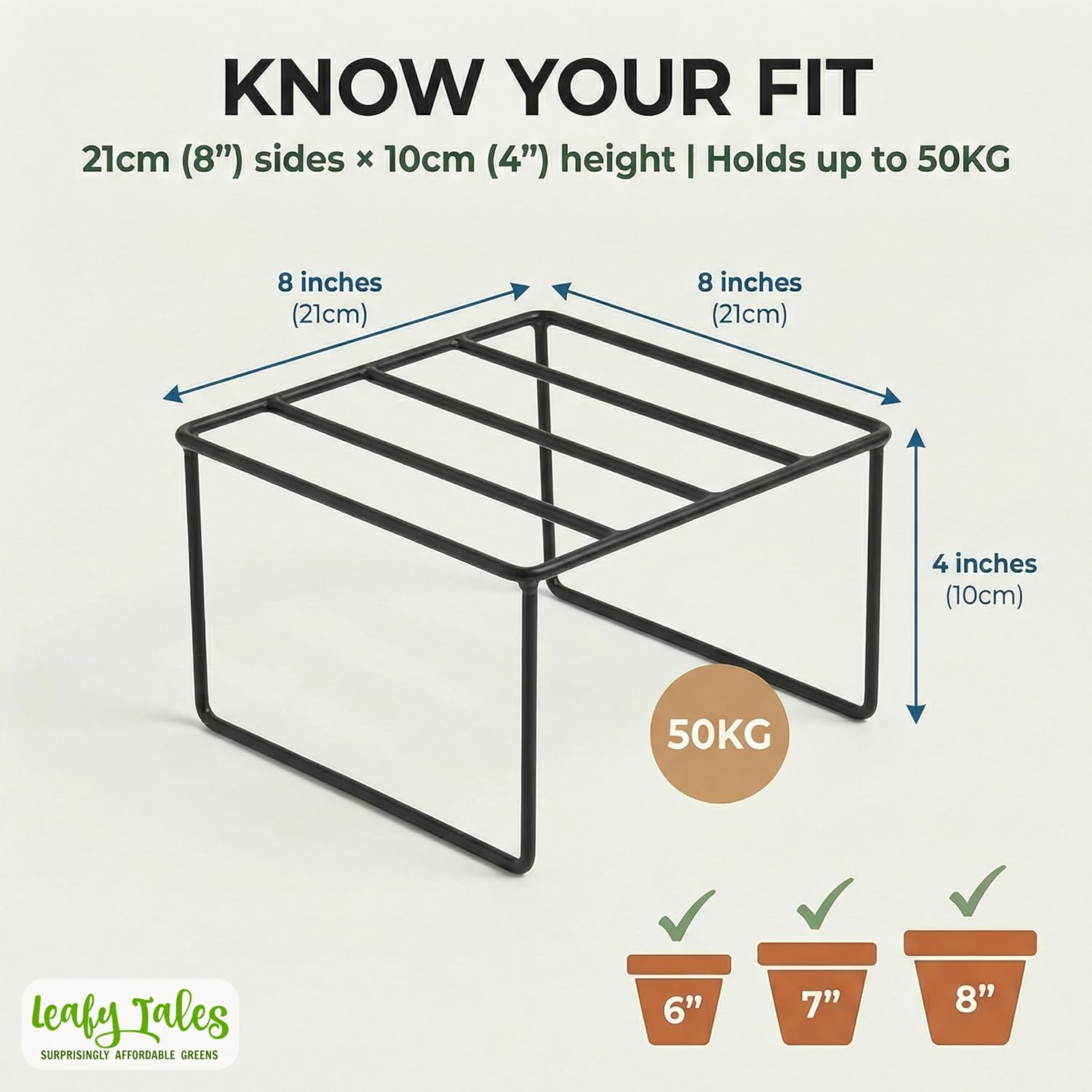 Leafy Tales Set of 10 – Square Metal/Iron Plant Stand for Indoor/Outdoor Flower Pot for Home, Garden, Balcony, Living Room Decor
