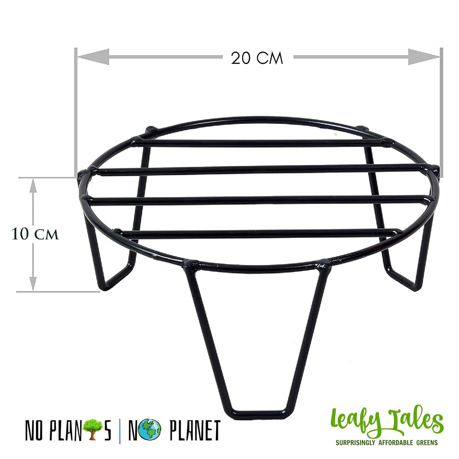 Leafy Tales Round Metal Plant Stand for Outdoor Balcony, Set of 15 ,20*20*10cm| Black Round Flower Pot Stand for Home Garden | Heavy-Duty Iron Gamla Stand for Balcony, Terrace & Living Room | Rust-Resistant Outdoor Pot Holder