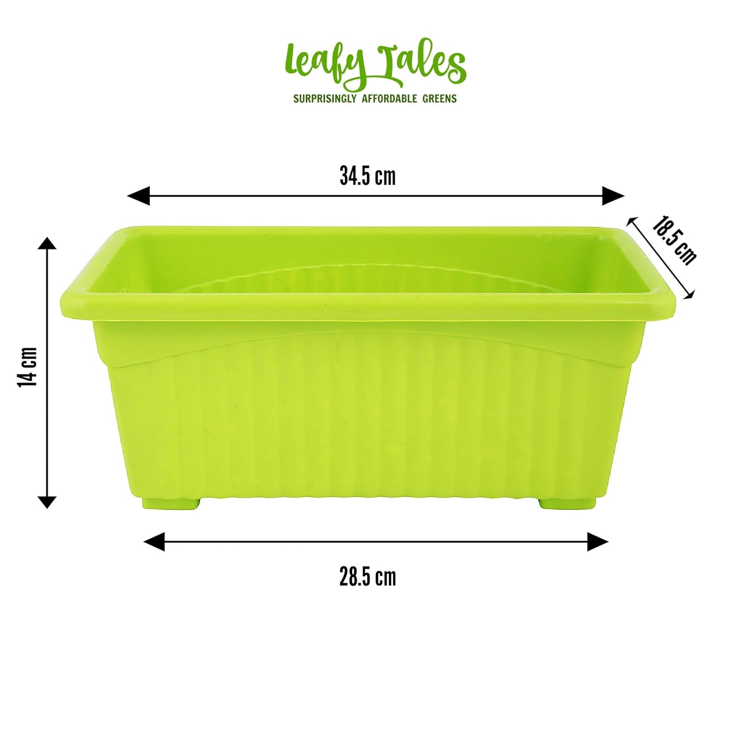 Leafy Tales Multicolor Rectangular Plastic Pots for Plants (Set of 3) (34.5 x 18.5 x 14 cm)