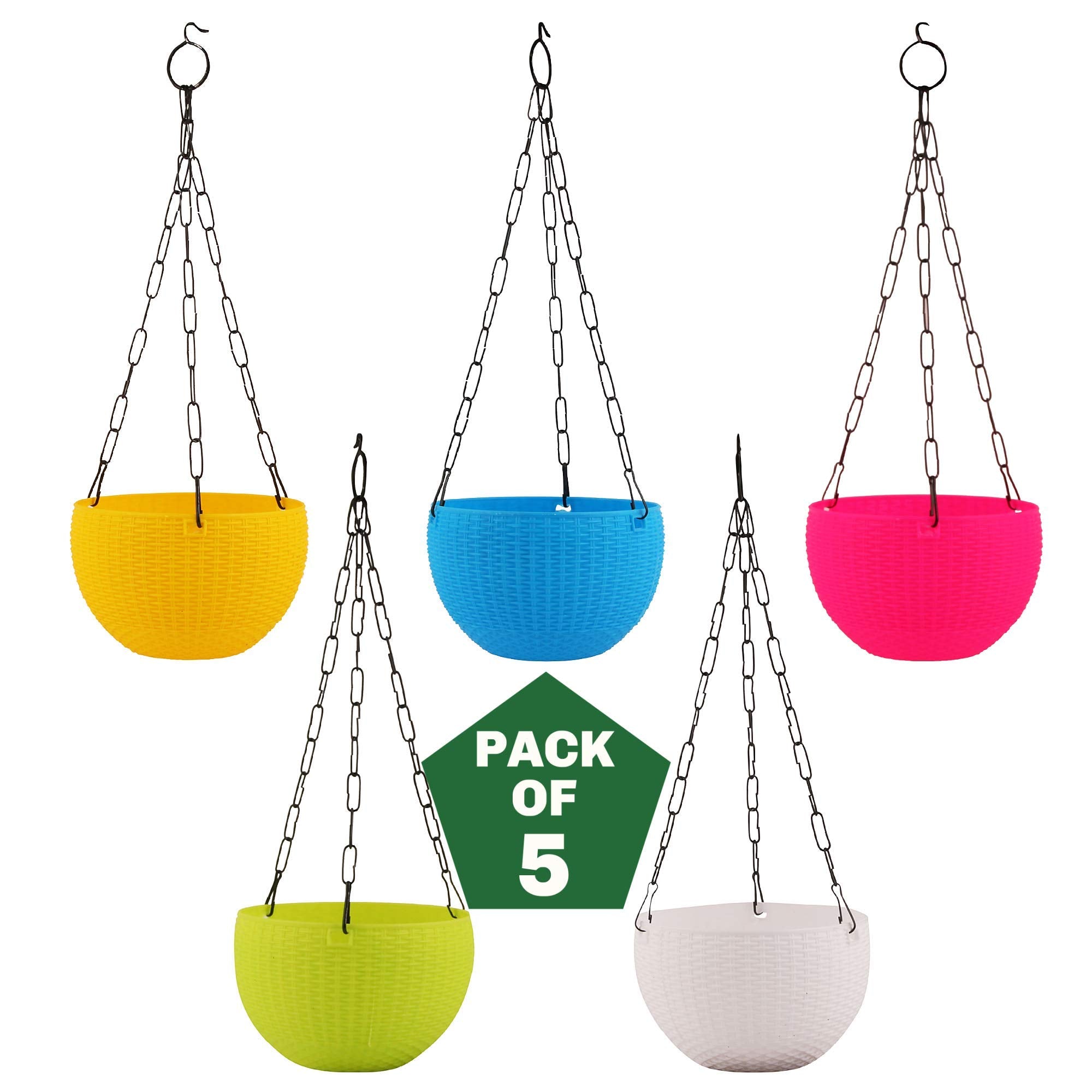 Leafy Tales Plastic Hanging Hook Pots (Set of 1,Blue) Durable Railing Planters for Balcony, Window Grill & Fence - Detachable Hook Flower Pots for Indoor & Outdoor Vertical Gardening