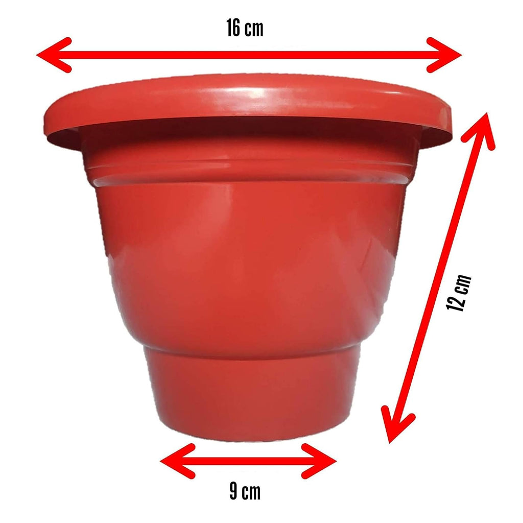 Leafy Tales 6-inch Plastic Flower Pots (Pack of 6) - Terracotta Colour Garden Gamla for Home & Outdoor Balcony - Durable Indoor/Outdoor Planters with Drainage Saucers