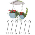 Leafy Tales 10-Inch Heavy Duty Metal S Hooks (Pack of 6) - Large Black S-Shaped Hanging Hooks for Plant Baskets, Bird Feeders, Pots & Pans | Rust-Proof Iron Utility Hooks for Home & Garden
