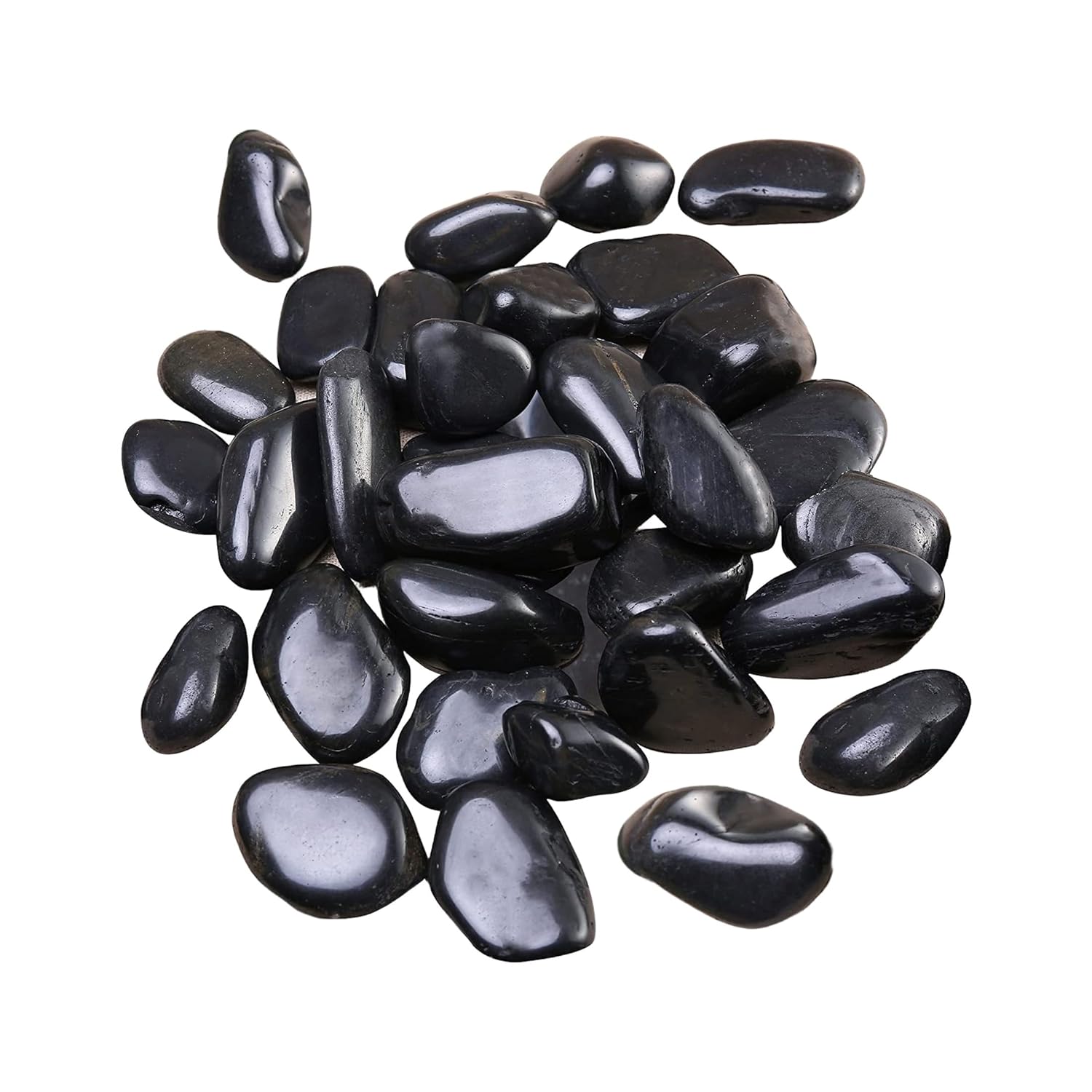 Leafy Tales Black Polish Marble Stone Pebbles for Home & Garden Decoration| Black Polish 5 Kg