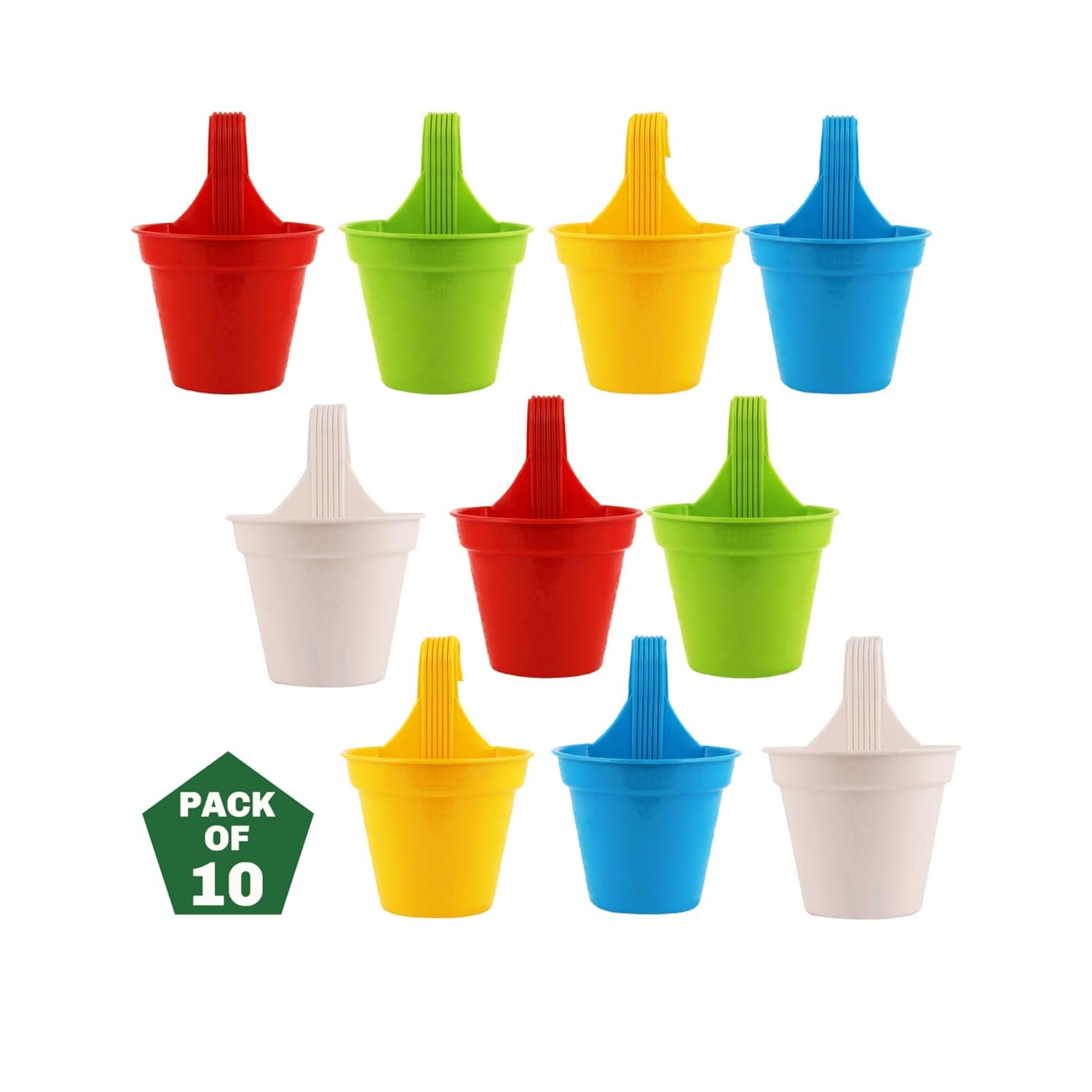 Leafy Tales Plastic Small Hook Hanging Pot, Multicolor 20.5 x 14.5 x 8.5 cm, 10 Pieces…