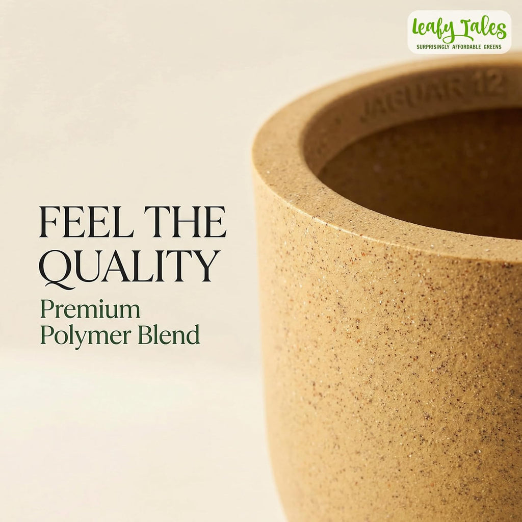 Leafy Tales Modern Round Planter for Home Décor 12 INCH, Highly Durable,Lightweight Indoor Outdoor Planter, Flower Pot Gamla,Tree Planter, Pot for Balcony Garden, Vegetables, Flowers & Greenery