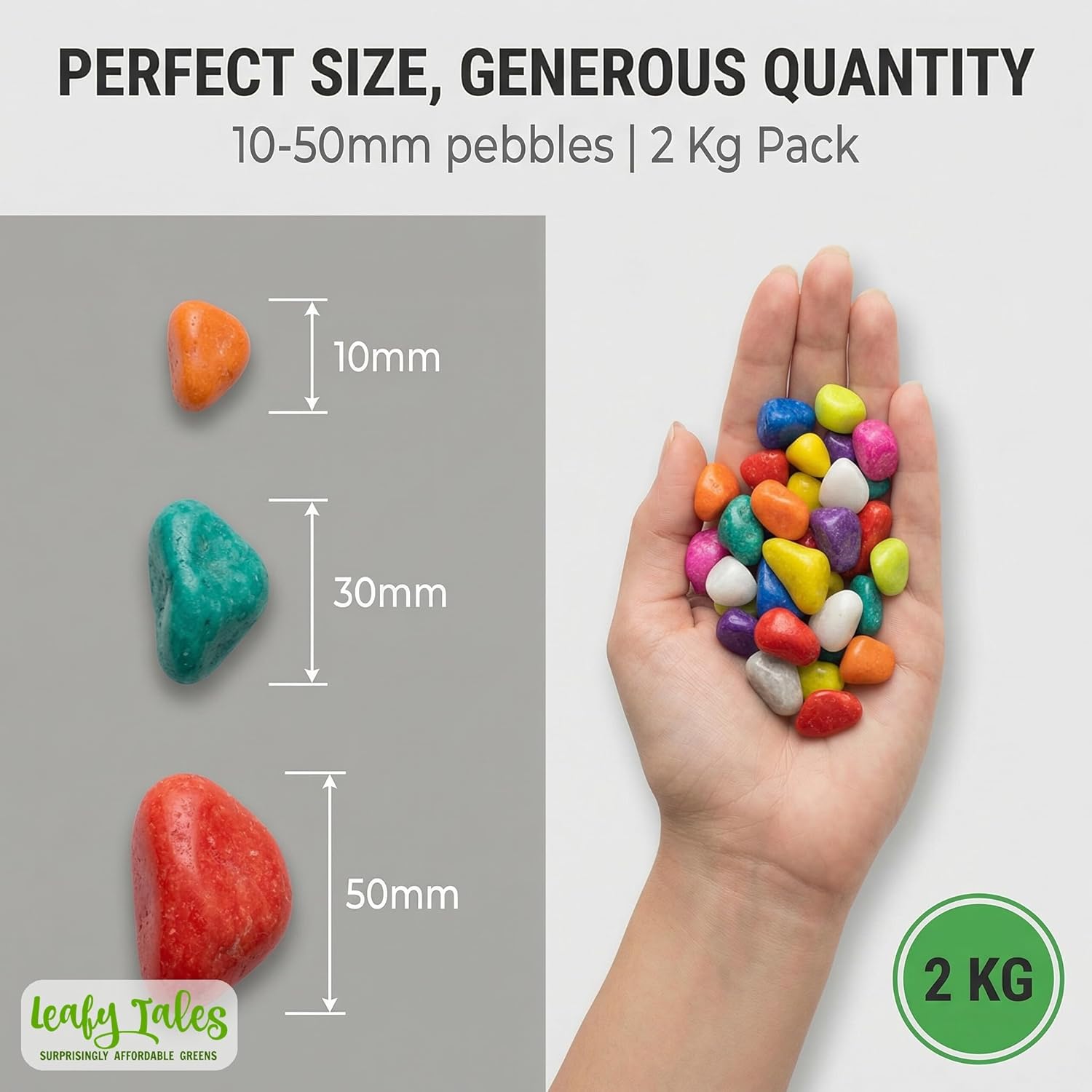 Leafy Tales Rainbow Marble Stone Pebbles for Home & Garden Decoration| Rainbow Pebbles 2 Kg