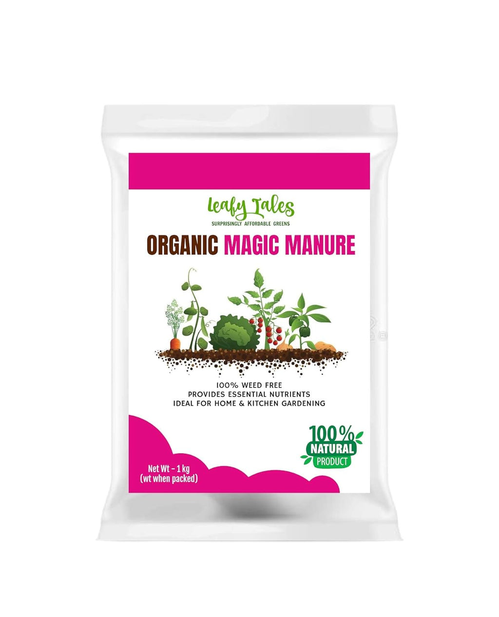 Leafy Tales Magic Manure 1kg | Organic Fertilizer for Home Garden | 100% Natural Plant Food & Soil Booster | Ideal for Succulents, Vegetables, Flowers & Indoor Plants | All-Purpose Bio Manure
