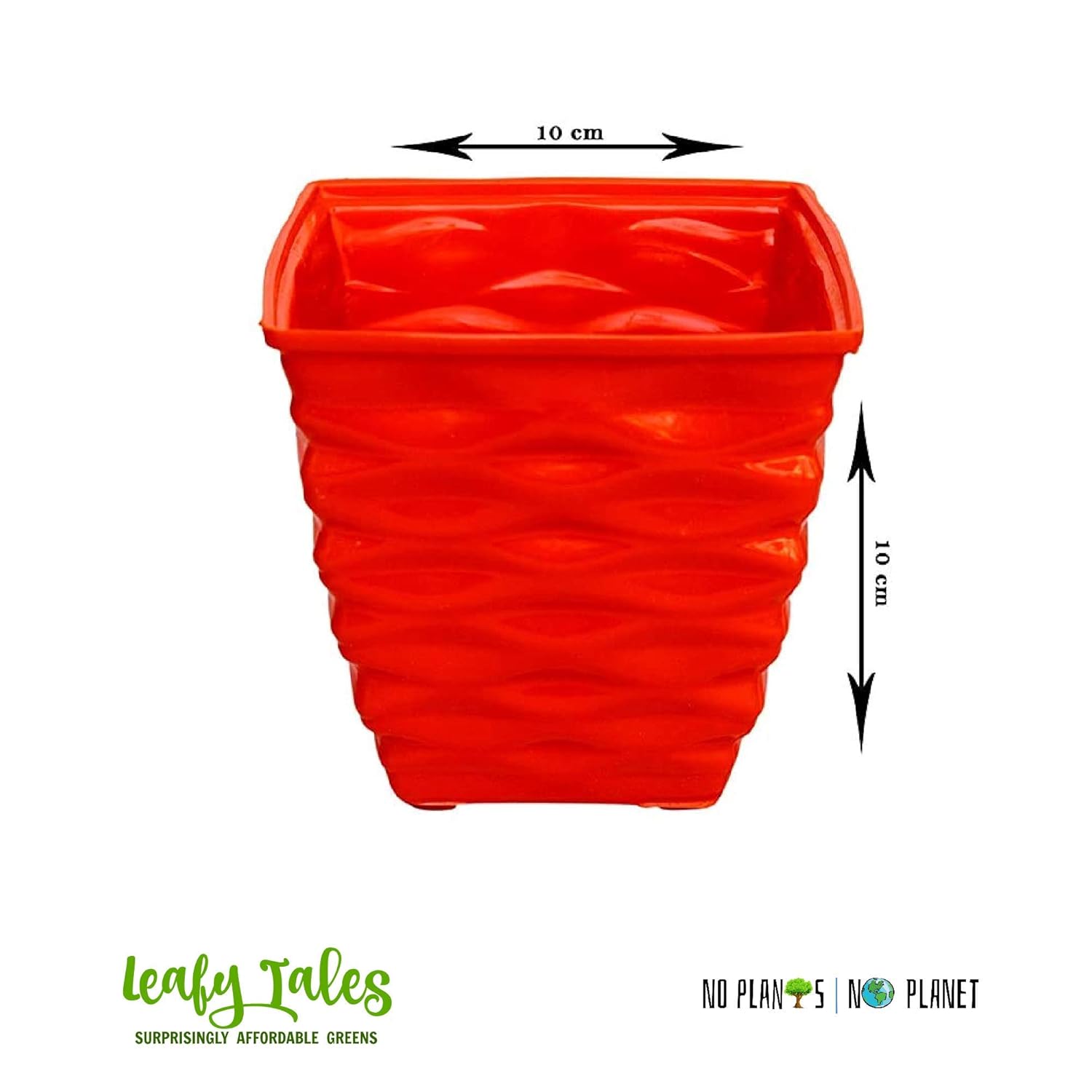 Leafy Tales Plastic Diamond Pots, Multicolor, 10x10x6 cm, 10 pcs (Square-10)