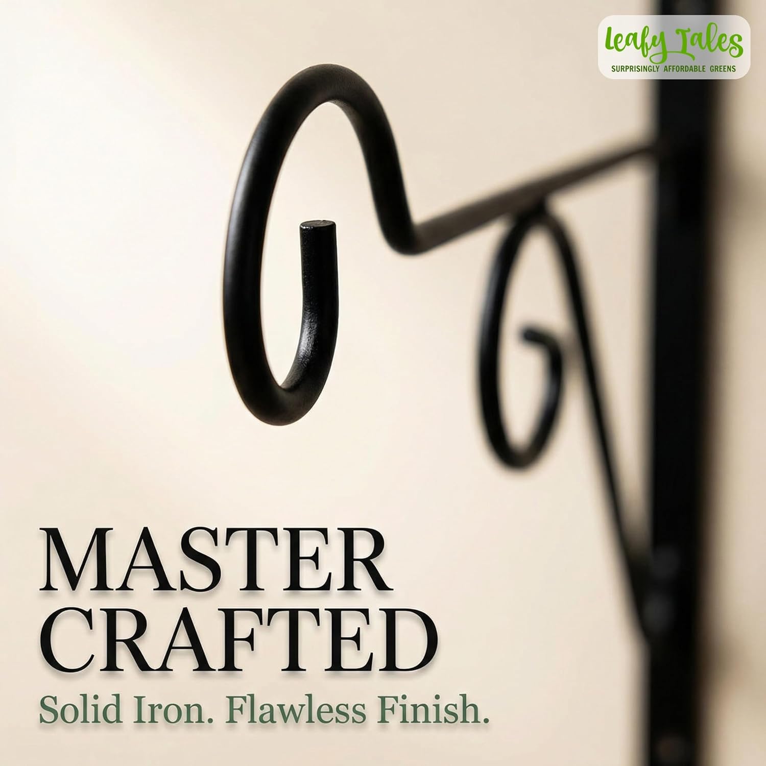Leafy Tales Plant Hanger Brackets Wall Mounted - Metal Hanging Hooks, Holder for Indoor Outdoor Planters - Black - Pack of 8 (Wall Hanging-8)