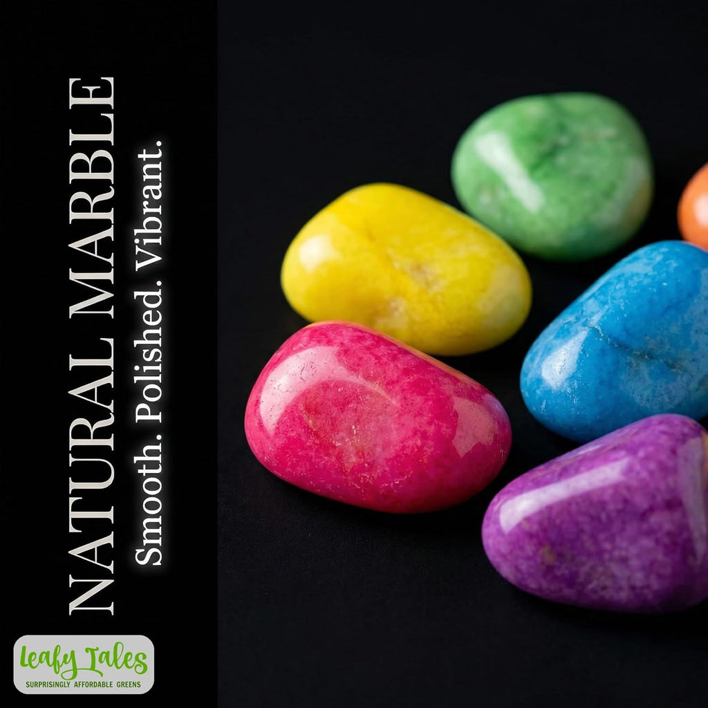 Leafy Tales Rainbow Marble Stone Pebbles for Home & Garden Decoration| Rainbow Pebbles 2 Kg
