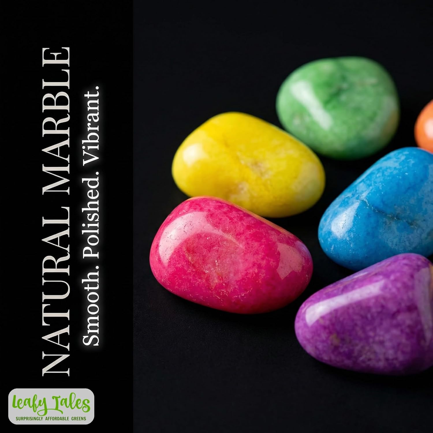 Leafy Tales Rainbow Marble Stone Pebbles for Home & Garden Decoration| Rainbow Pebbles 2 Kg