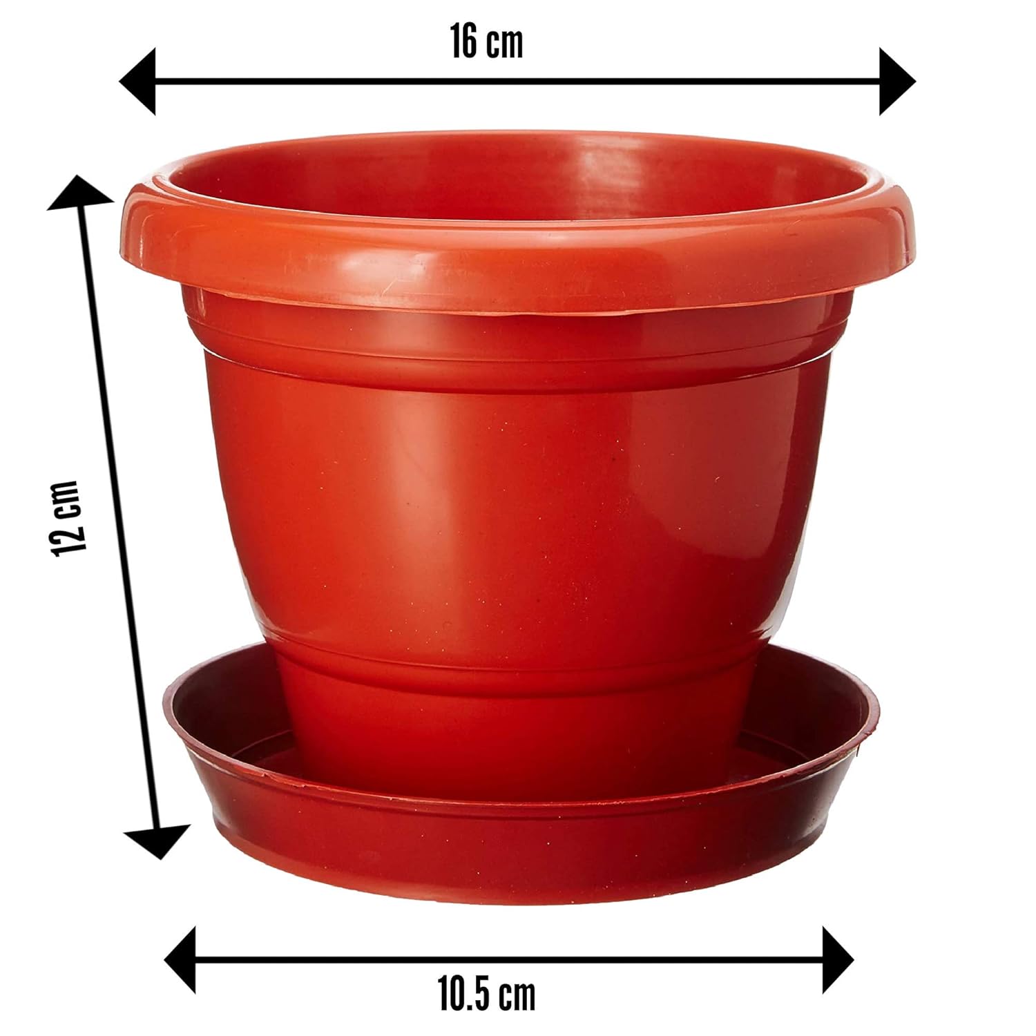 Leafy Tales 6-inch Plastic Flower Pots with 4-inch Dripping Trays (Pack of 5 Sets) - Terracotta Colour Garden Gamla for Home & Outdoor Balcony - Durable Indoor/Outdoor Planters with Drainage Saucers