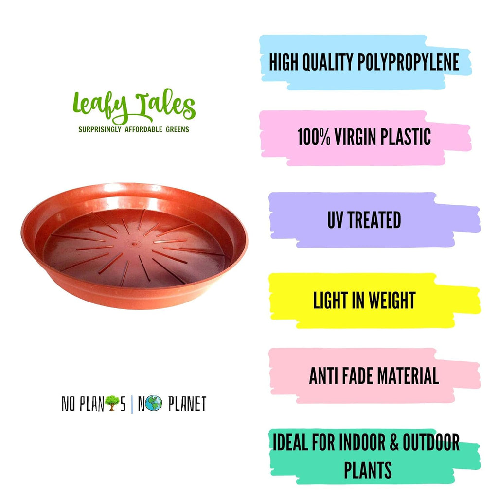 Leafy Tales Plants Bottom Plate, Drip Tray for Plants, Gamla, Terracotta Color| (6-inch, Brown, Set of 10)