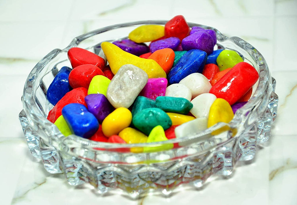 Leafy Tales Rainbow Marble Stone Pebbles for Home & Garden Decoration| Rainbow Pebbles 5 Kg