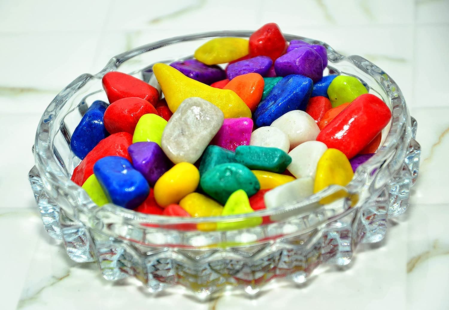 Leafy Tales Rainbow Marble Stone Pebbles for Home & Garden Decoration| Rainbow Pebbles 5 Kg