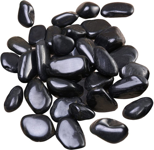 Leafy Tales Black Polish Marble Stone Pebbles for Home & Garden Decoration| Black Polish 1 Kg