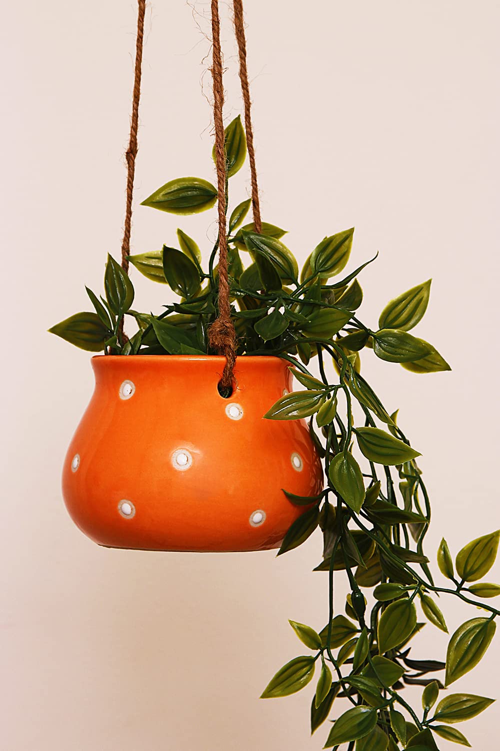 Leafy Tales Hanging Matki Shape Ceramic Pot Set of 4, Pot Only, (Matki Set of 4)