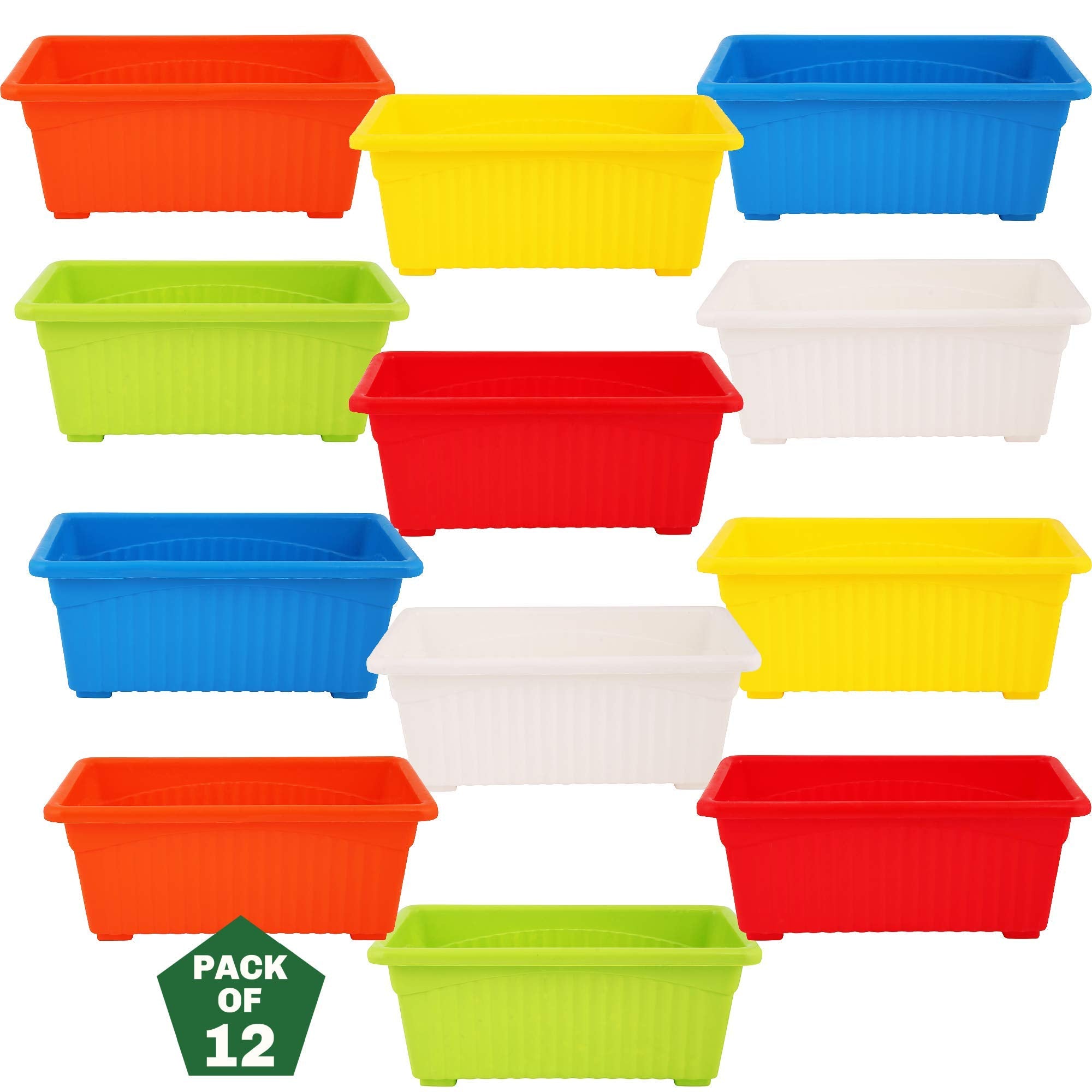 Leafy Tales Rectangular Plastic Pots for Plants, Window Display, 34.5 x 18.5 x 14 cm, 1 pc, Red