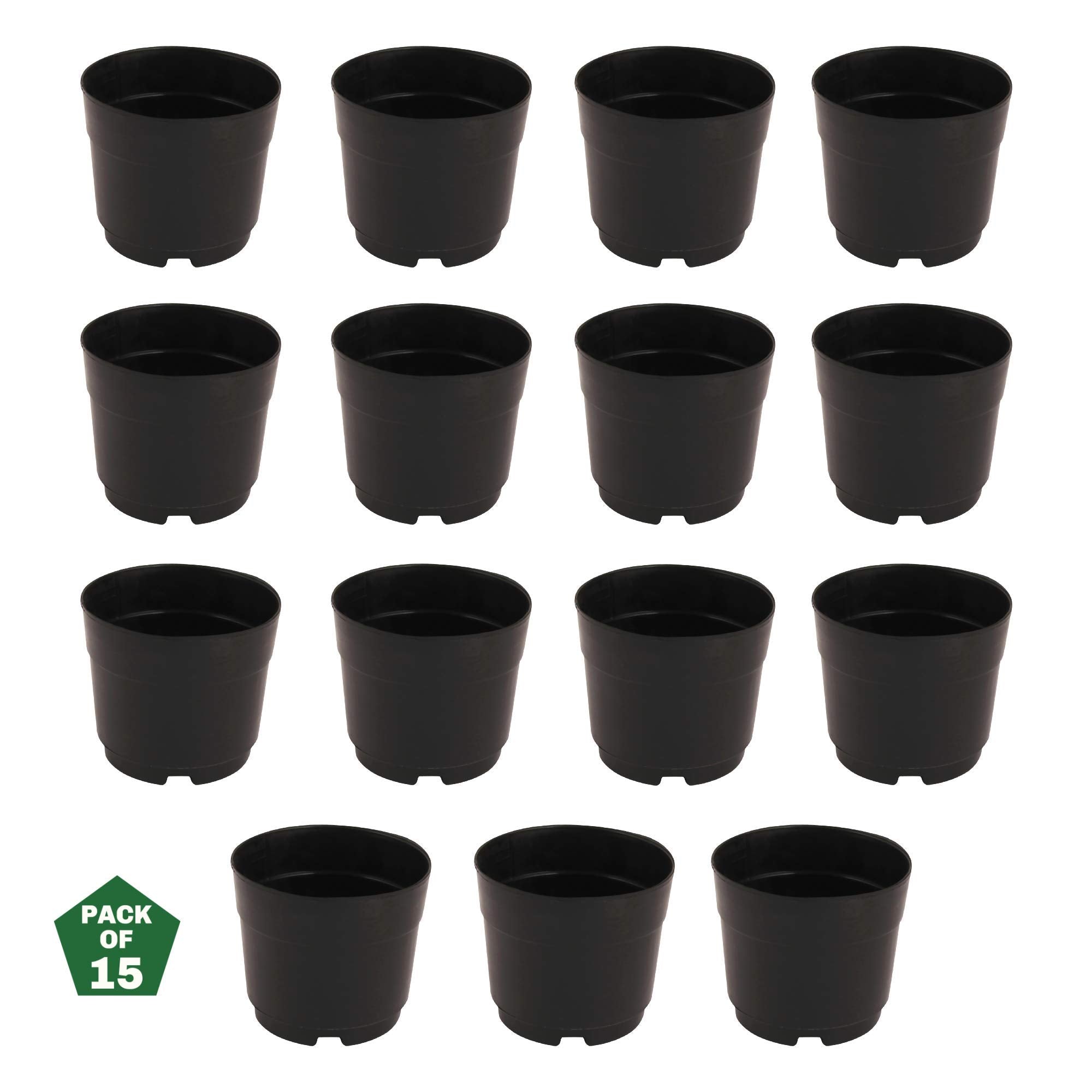 Leafy Tales UV Plastic Round Pots for Plants (6 Inches, Black, Pack of 30) | Lightweight Indoor Outdoor Garden & Balcony Planters