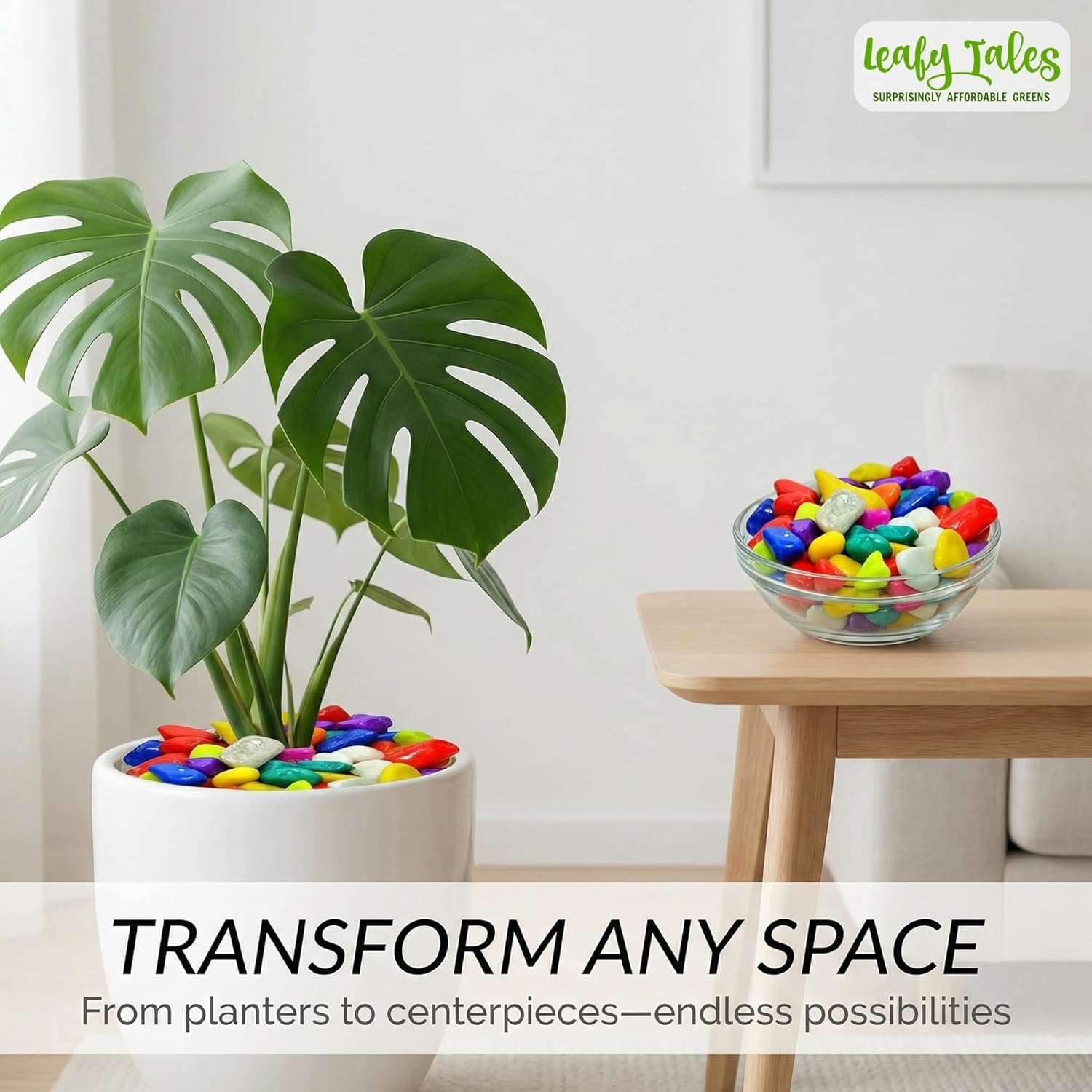 Leafy Tales Rainbow Marble Stone Pebbles for Home & Garden Decoration| Rainbow Pebbles 2 Kg