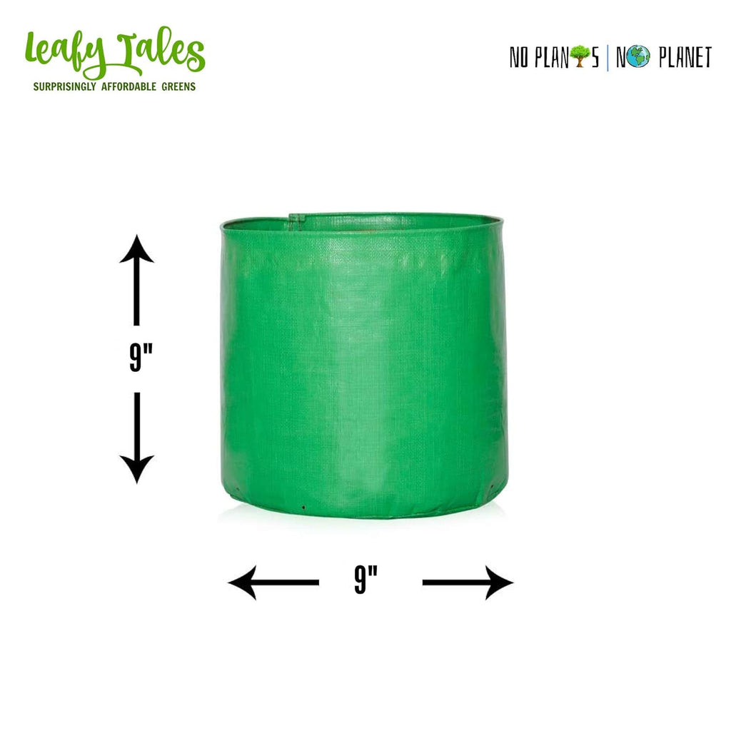 Leafy Tales HDPE Terrace Gardening Grow Bags, Green Color 9 x 9 inches, 16 Pieces