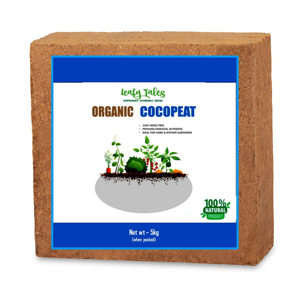 Leafy Tales Cocopeat Brick 4.5-5 kg, Expands Up to 80L, Ideal Growing Media for Plants
