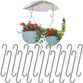 Leafy Tales 10-Inch Heavy Duty Metal S Hooks (Pack of 15) - Large Black S-Shaped Hanging Hooks for Plant Baskets, Bird Feeders, Pots & Pans | Rust-Proof Iron Utility Hooks for Home & Garden