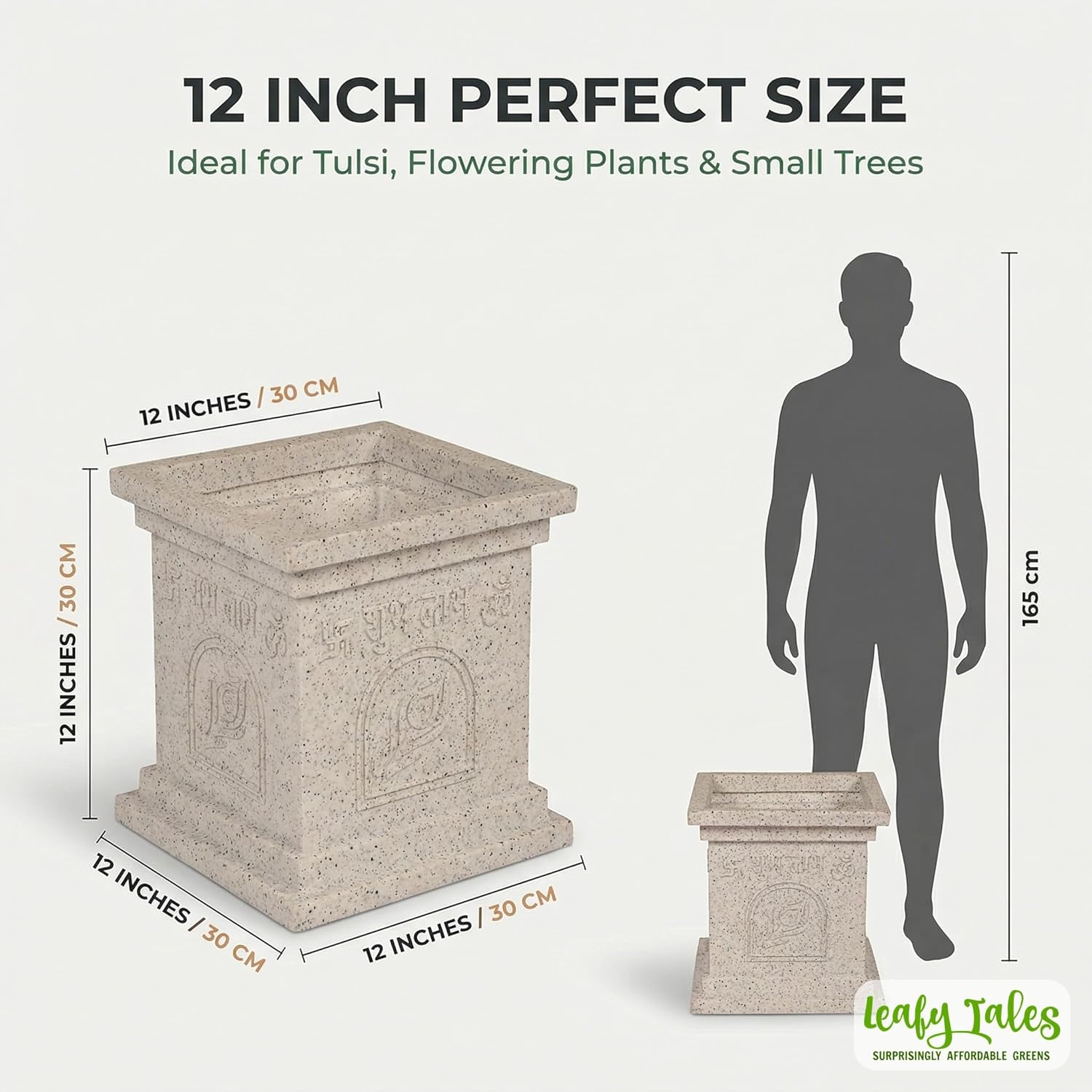 Leafy Tales Modern Greek Tulsi Pot/Planter for Home Décor 12 INCH, Highly Durable,Lightweight Indoor Outdoor Planter, Flower Pot Gamla,Tree Planter