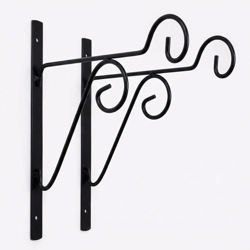 Leafy Tales 2-Pack Metal Hanging Plant Hooks - Decorative Wall Mount Brackets for Hanging Planters & Pots | Durable Rust-Resistant Iron Holders for Balcony, Fence & Garden Wall Decor