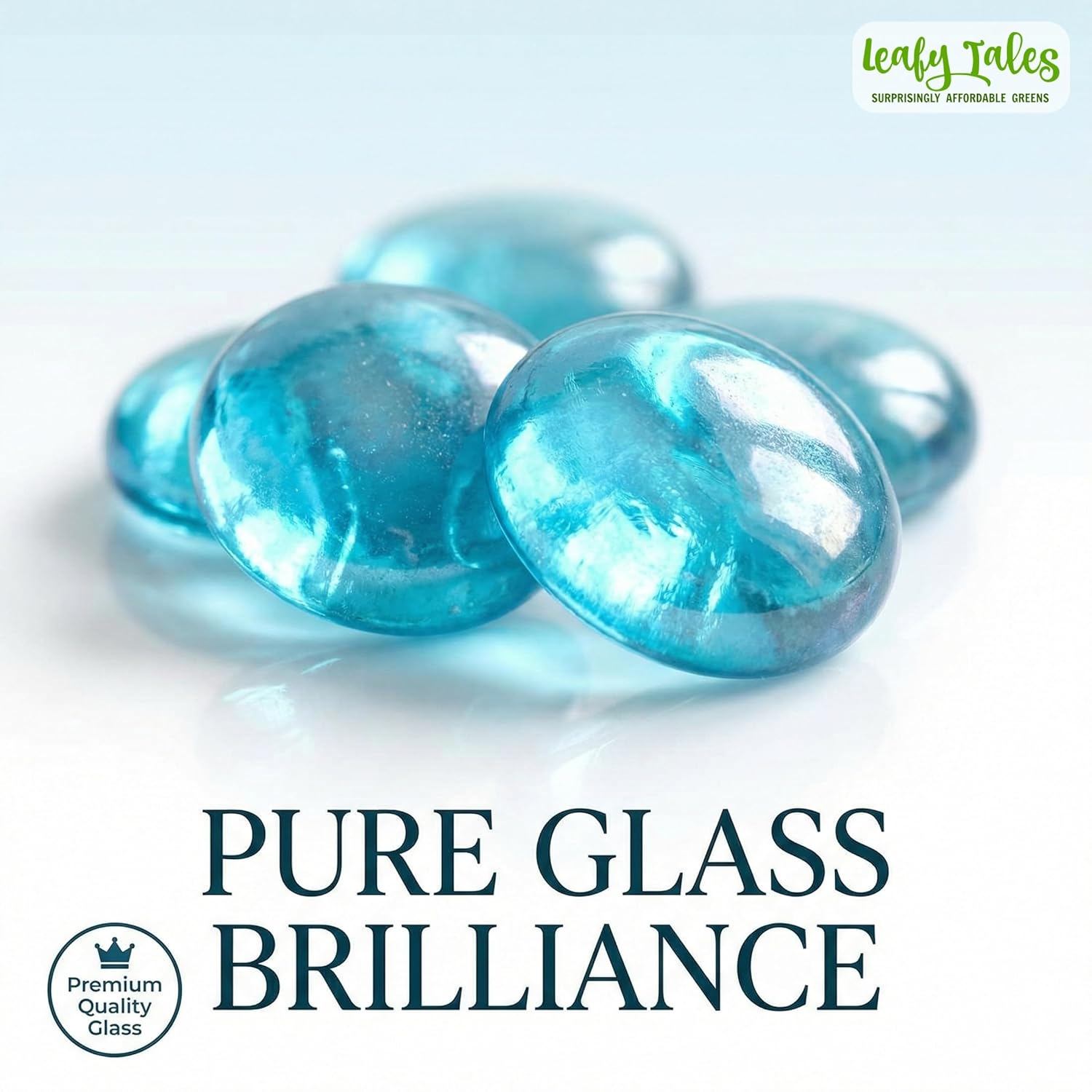 Leafy Tales Glass Pebbles Ocean Blue Color for Home and Garden Decoration, Art and Craft, Aquarium Vase Filler (500 GMS)