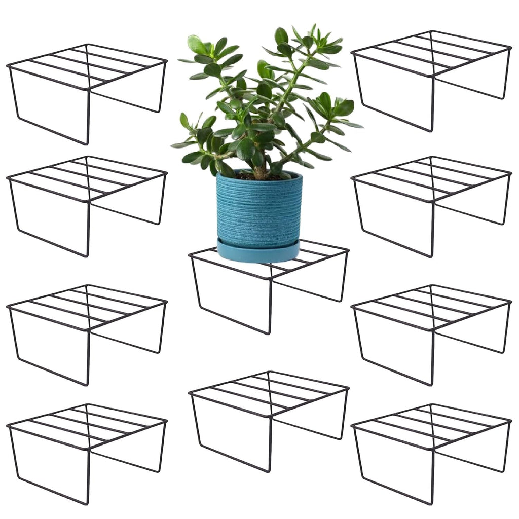 Leafy Tales Set of 10 – Square Metal/Iron Plant Stand for Indoor/Outdoor Flower Pot for Home, Garden, Balcony, Living Room Decor