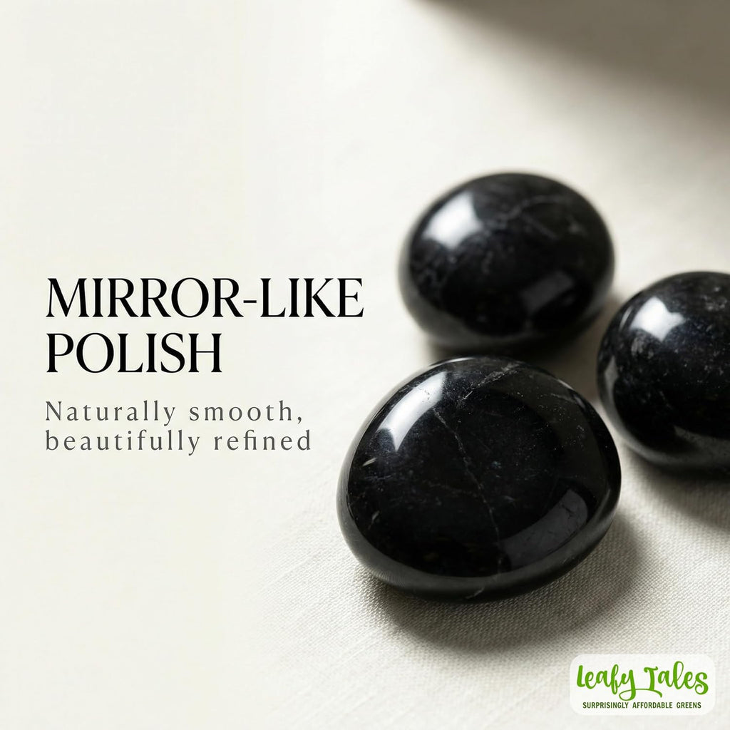Leafy Tales Black Polish Marble Stone Pebbles for Home & Garden Decoration| Black Polish 2 Kg