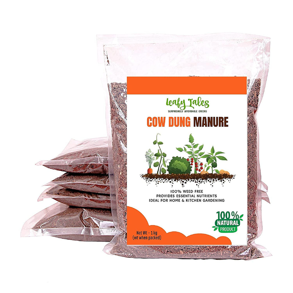 Leafy Tales Organic Cow Dung Manure for Plants 10kg - Fully Decomposed & Odorless Gobar ki Khad for Home Garden | Nutrient-Rich Organic Fertilizer & Soil Enricher for Flowers & Vegetables