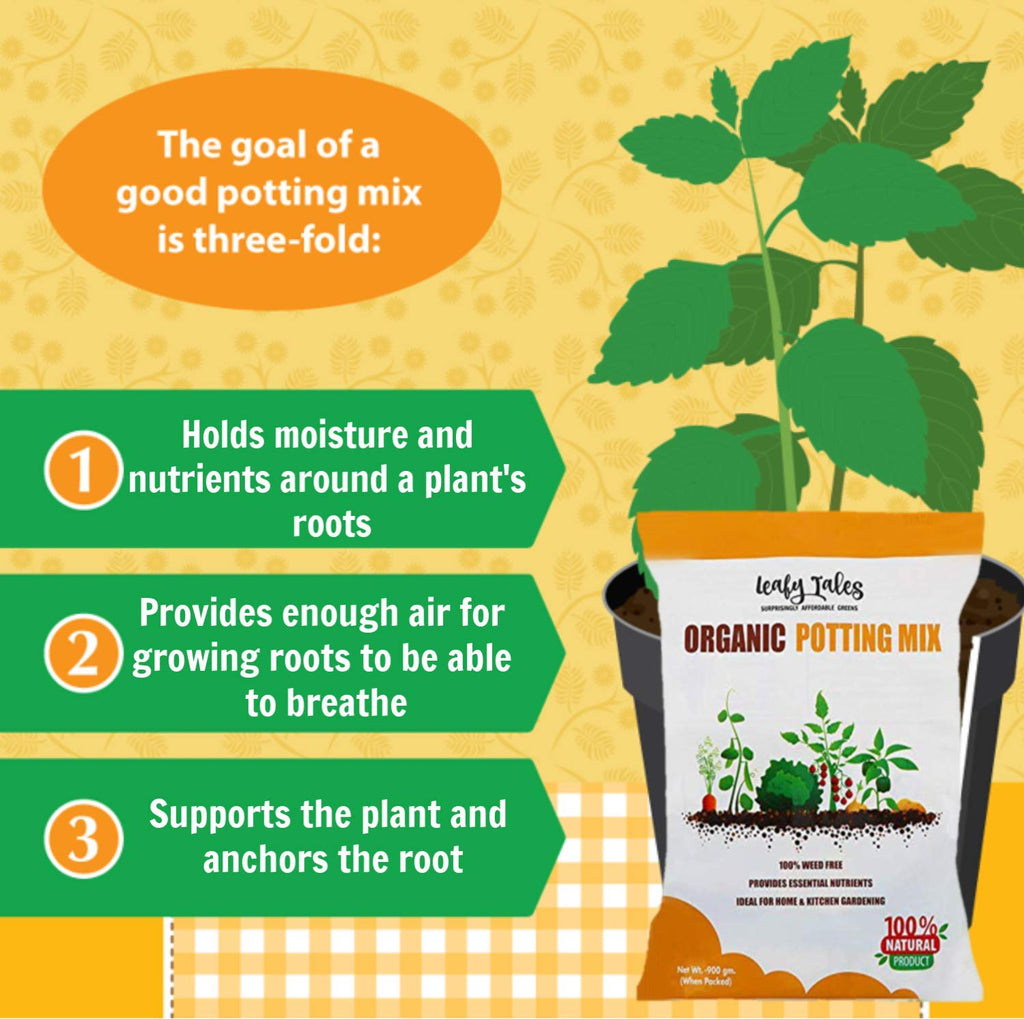 Leafy Tales Potting Soil Mix 5kg - Nutrient Enriched Formula for Faster Growth | 100% Organic & Light Weight with High Water Retention | Ideal for Flowering Plants, Herbs & Succulents