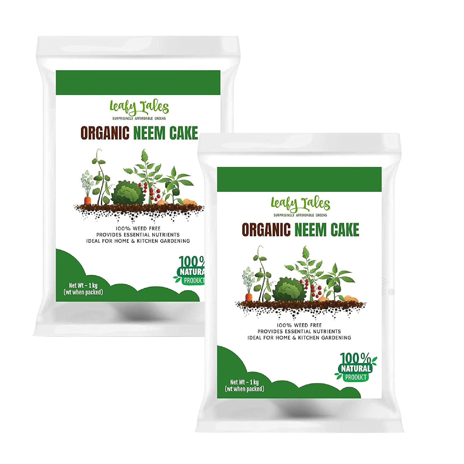 Leafy Tales Organic Neem Cake Powder for Plants 2kg - 100% Natural Neem Khali Fertilizer & Pest Repellent | Soil Conditioner & Growth Booster for Indoor and Outdoor Home Garden