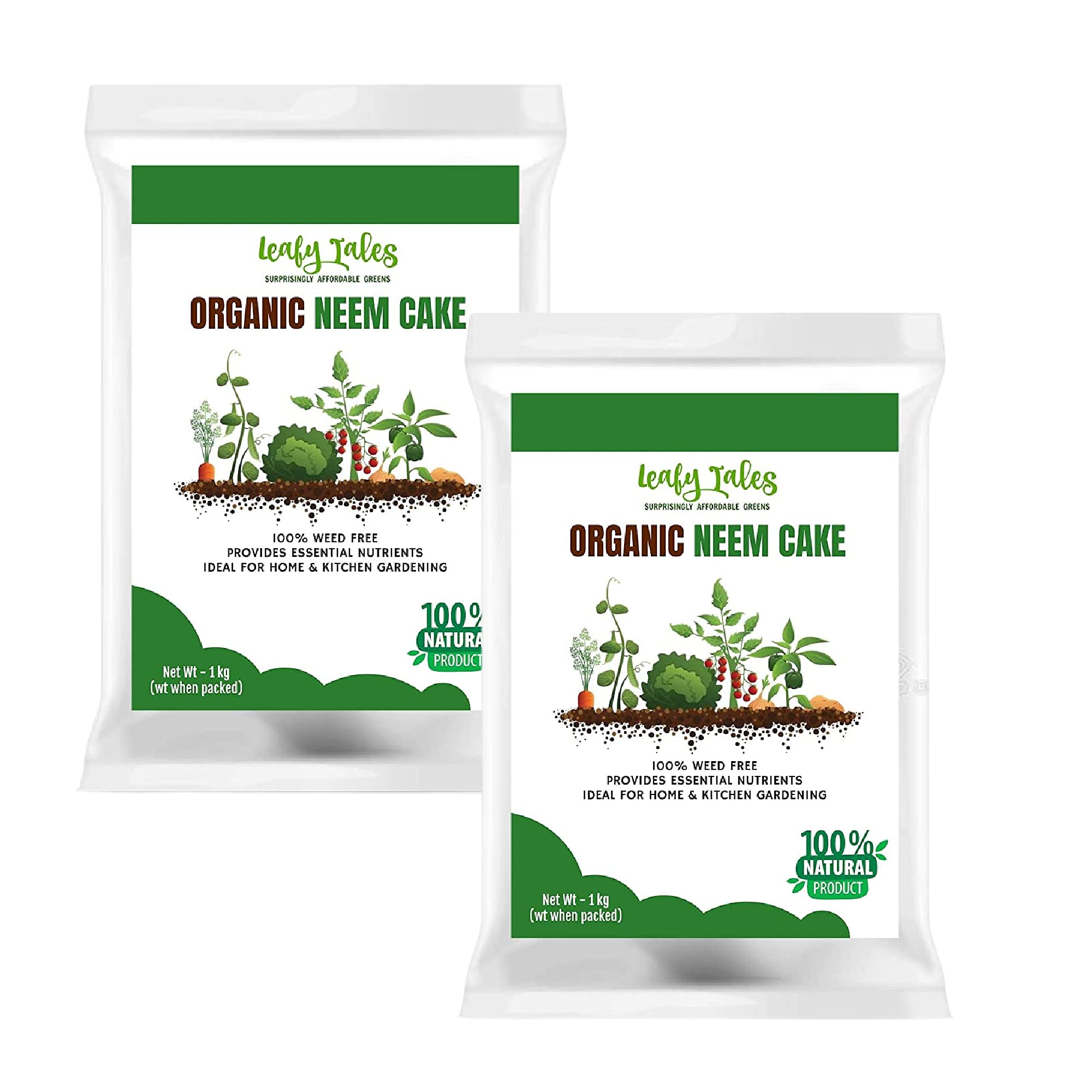 Leafy Tales Organic Neem Cake Powder for Plants 1kg - 100% Natural Neem Khali Fertilizer & Pest Repellent | Soil Conditioner & Growth Booster for Indoor and Outdoor Home Garden