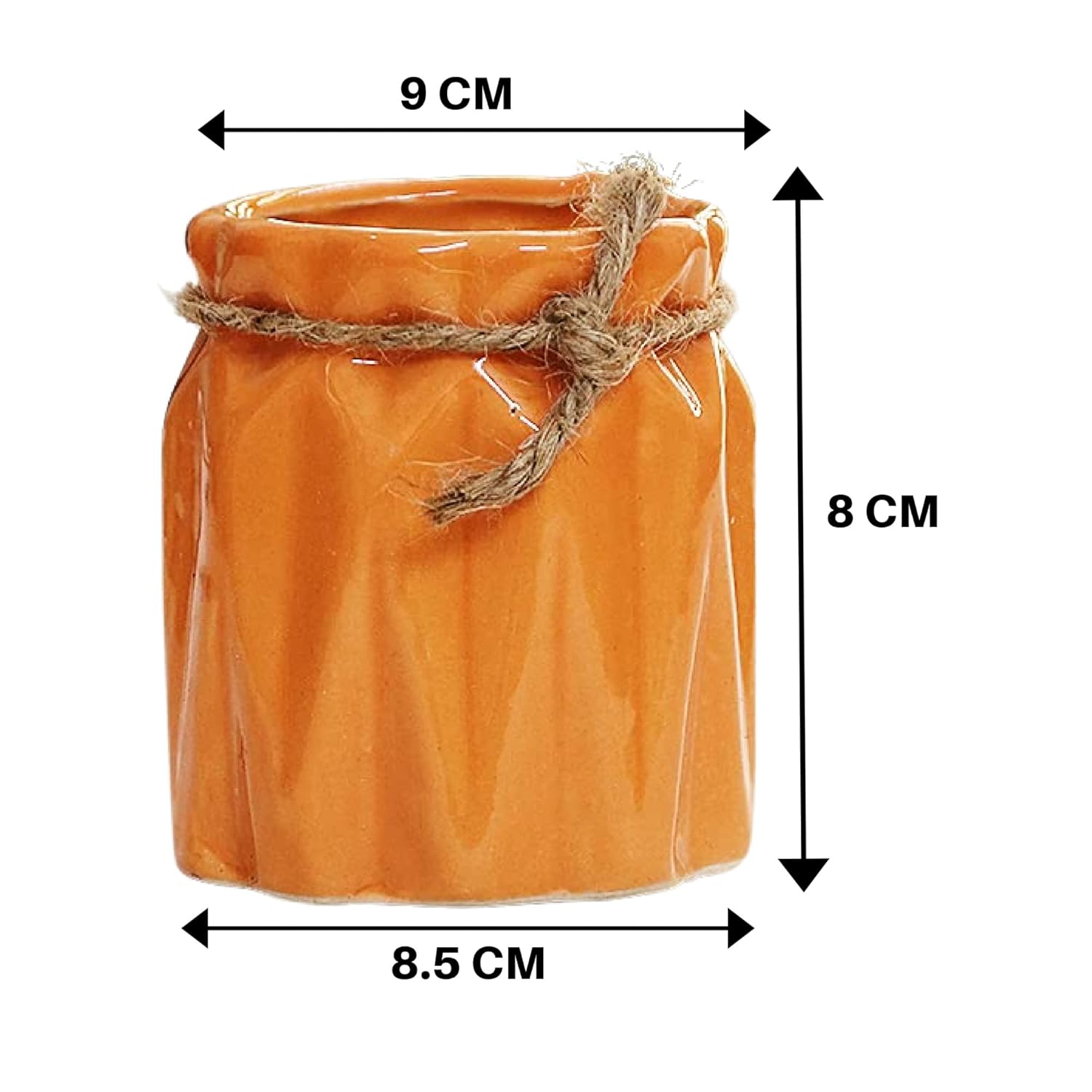 Leafy Tales Mystic Shape Ceramic Pot, Orange,1 pc