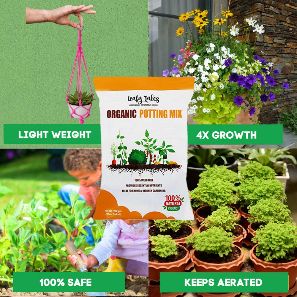 Leafy Tales Potting Soil Mix 5kg - Nutrient Enriched Formula for Faster Growth | 100% Organic & Light Weight with High Water Retention | Ideal for Flowering Plants, Herbs & Succulents