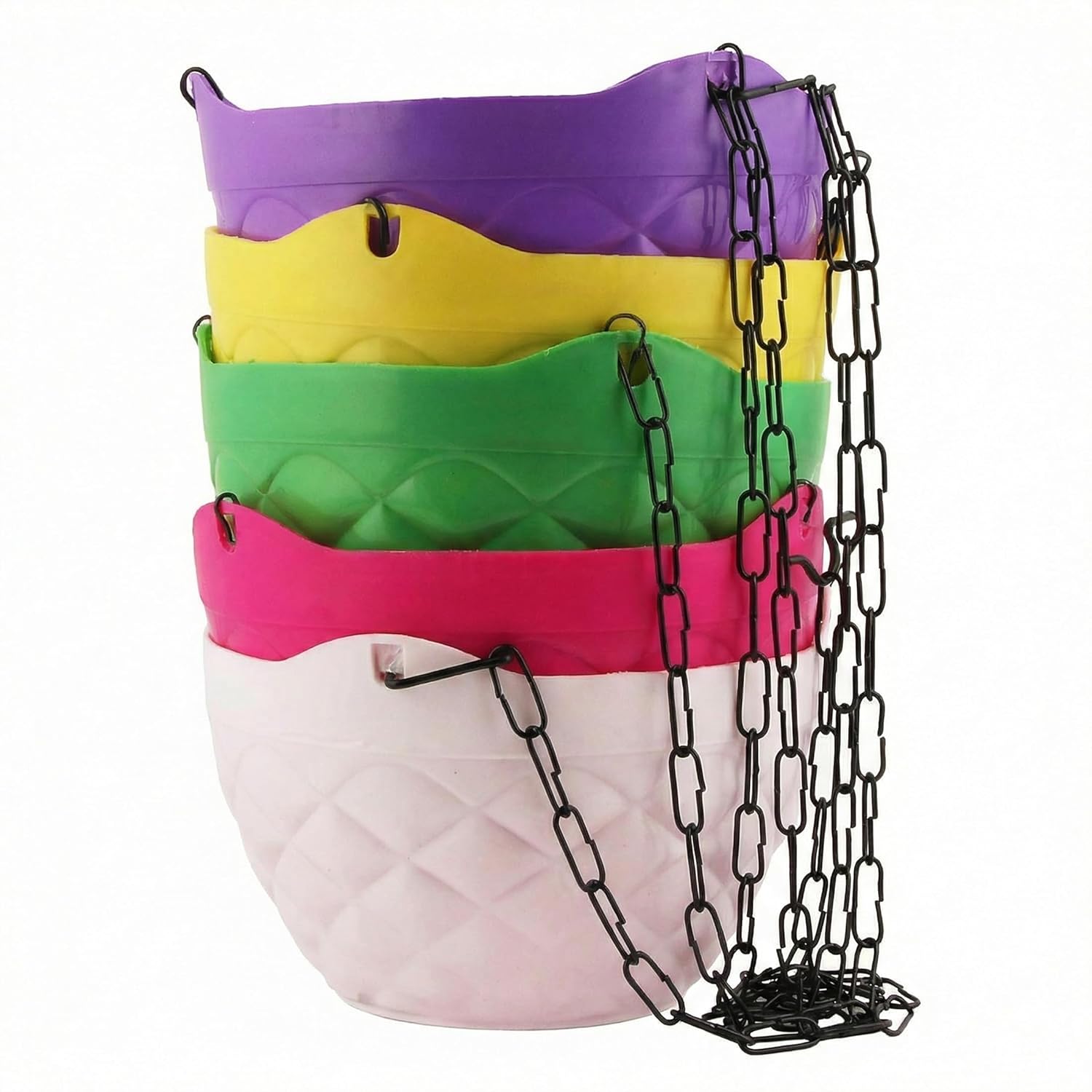 Leafy Tales Plastic Hanging Pot with Chain , Medium, 15 Pieces