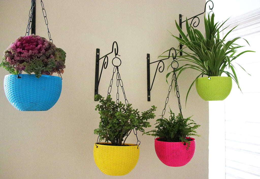 Leafy Tales 4-Pack Metal Hanging Plant Hooks - Decorative Wall Mount Brackets for Hanging Planters & Pots | Durable Rust-Resistant Iron Holders for Balcony, Fence & Garden Wall Decor