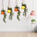 Leafy Tales Hanging Matki Shape Ceramic Pot Set of 4, Pot Only, (Matki Set of 4)
