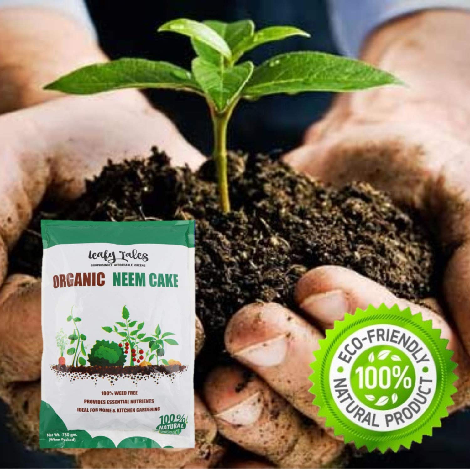 Leafy Tales Organic Neem Cake Powder for Plants 1kg - 100% Natural Neem Khali Fertilizer & Pest Repellent | Soil Conditioner & Growth Booster for Indoor and Outdoor Home Garden