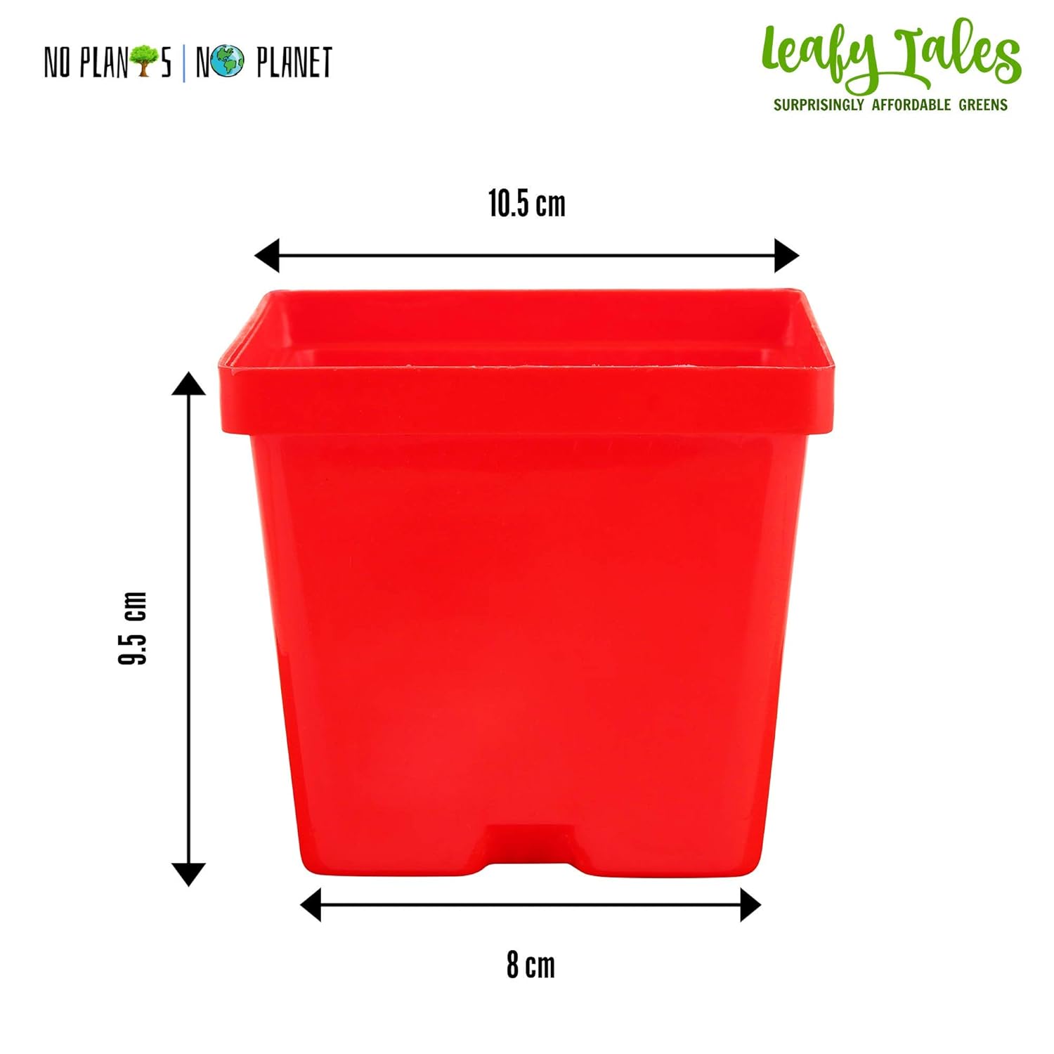 Leafy Tales Plastic Square Pots, Multicolor 9.5 x 10.5 x 8 cm 5 Piece, Small