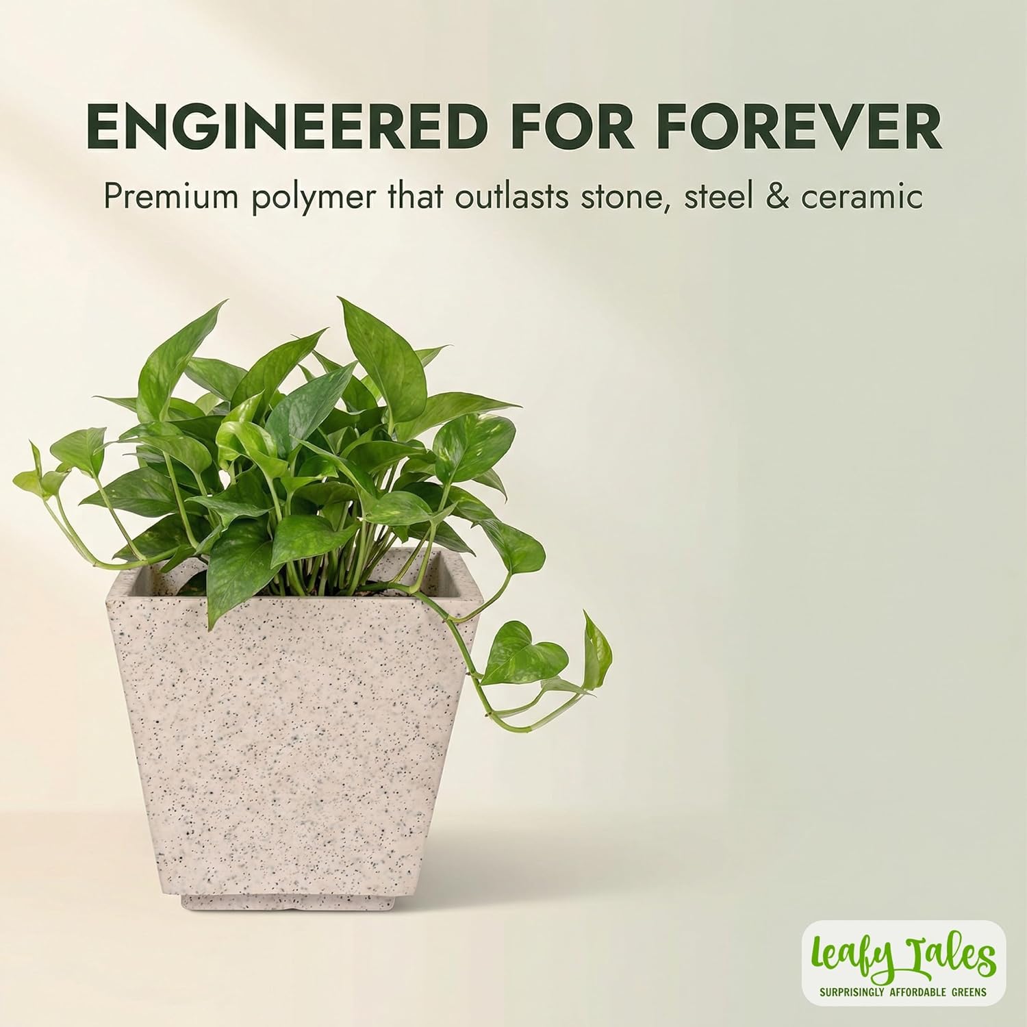 Leafy Tales Modern Square Planter for Home Decor 10 INCH, Highly Durable,Lightweight Indoor Outdoor Planter, Flower Pot Gamla,Tree Planter, Pot for Balcony Garden, Vegetables, Flowers & Greenery