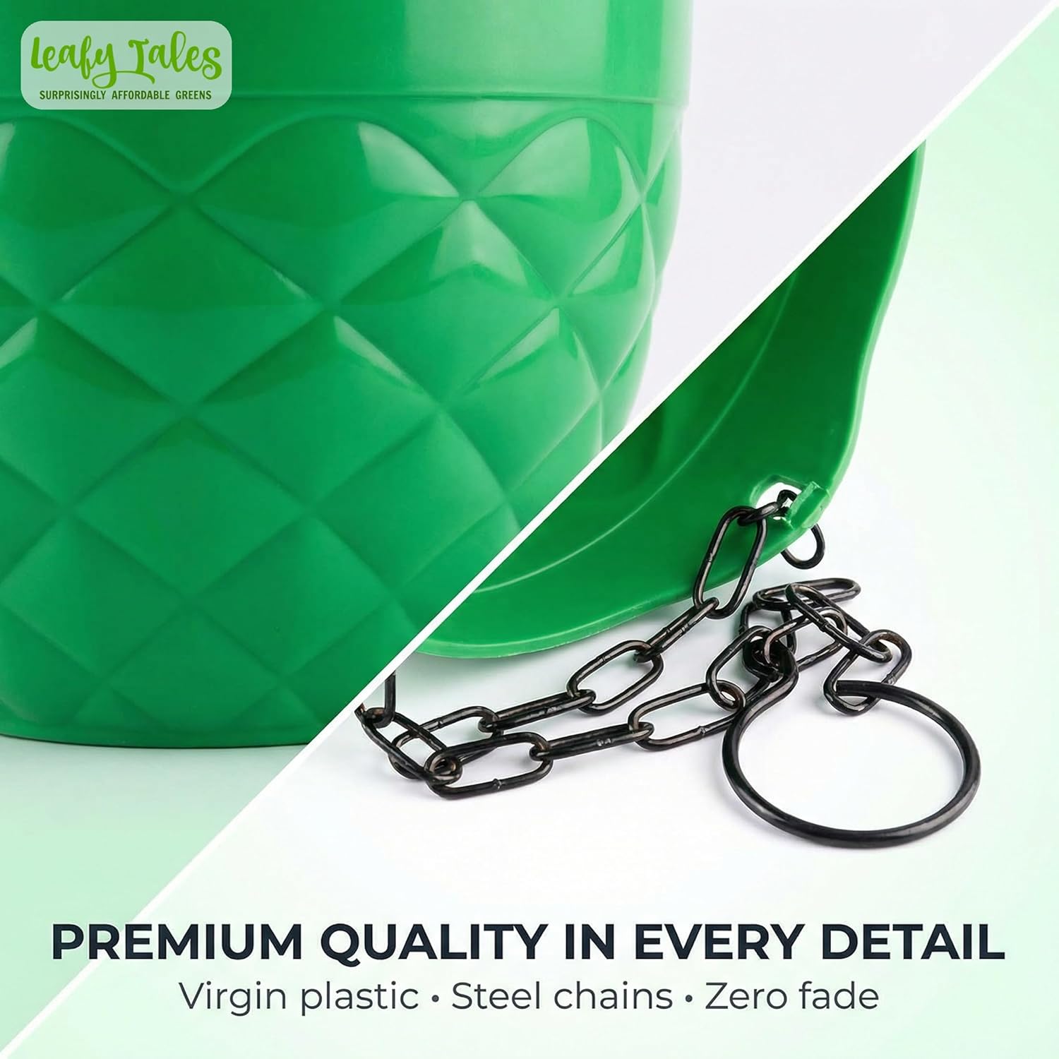 Leafy Tales Plastic Hanging Pot with Chain , Medium, 15 Pieces