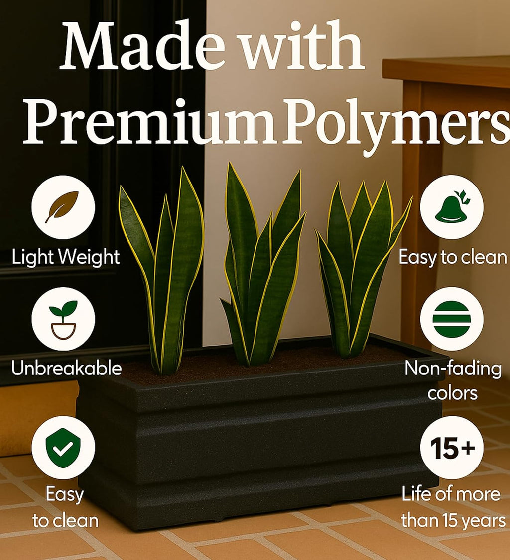 Leafy Tales Modern Rectangular Planter for Home Décor 24 INCH, Highly Durable,Lightweight Indoor Outdoor Planter, Flower Pot Gamla,Tree Planter, Pot for Balcony Garden, Vegetables, Flowers & Greenery