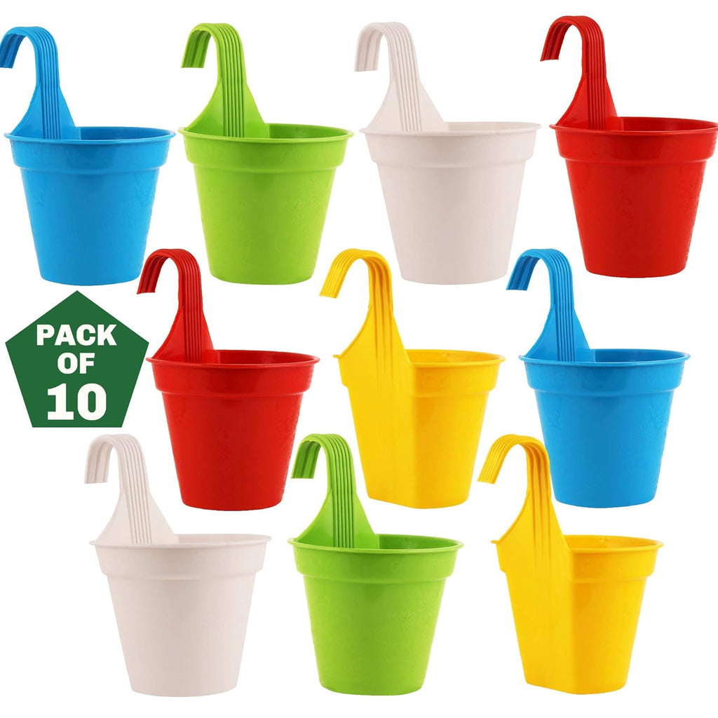 Leafy Tales Plastic Small Hook Hanging Pot, Multicolor 20.5 x 14.5 x 8.5 cm, 10 Pieces…