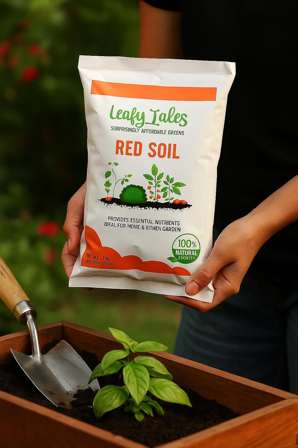 Leafy Tales Premium Red Soil for Plants (1kg) – Nutrient-Rich Organic Garden Soil for Vegetables, Flowers, & Fruits – High Porosity Potting Mix Component for Indoor Houseplants and Outdoor Gardening